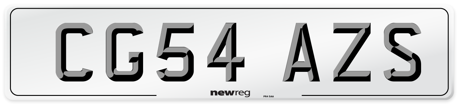 CG54 AZS Number Plate from New Reg